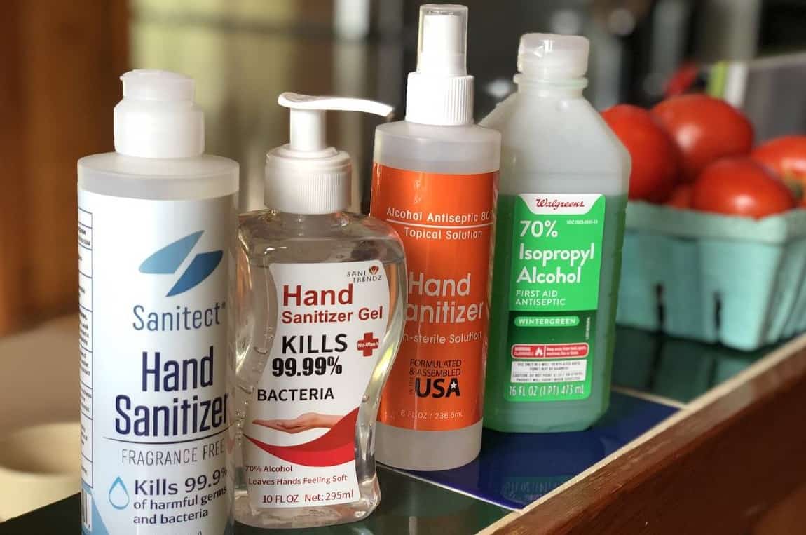 Alcohol and acetone-based sanitizers
