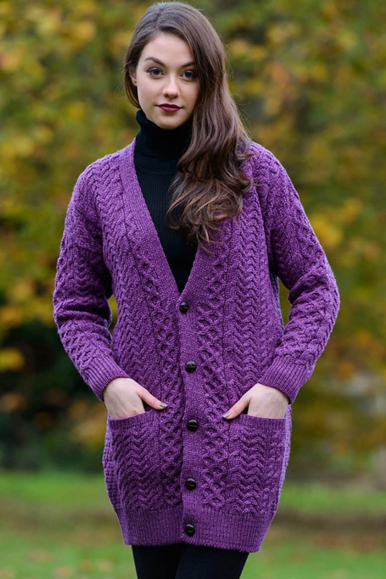 purple and brown outfit Purple Cardigan