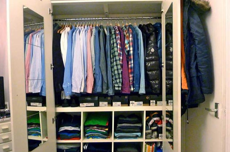 storing clothes in storage unit