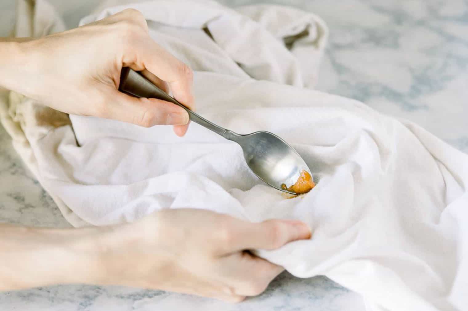 Removing Peanut Butter Stains from Silk, Rayon, and Wool Material