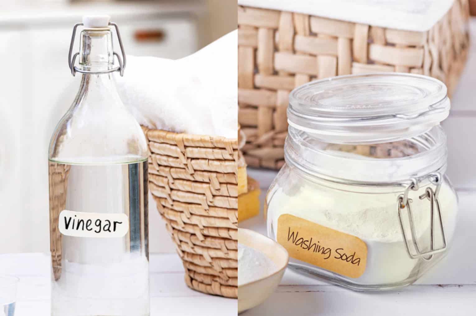 Use vinegar and baking soda to remove stains